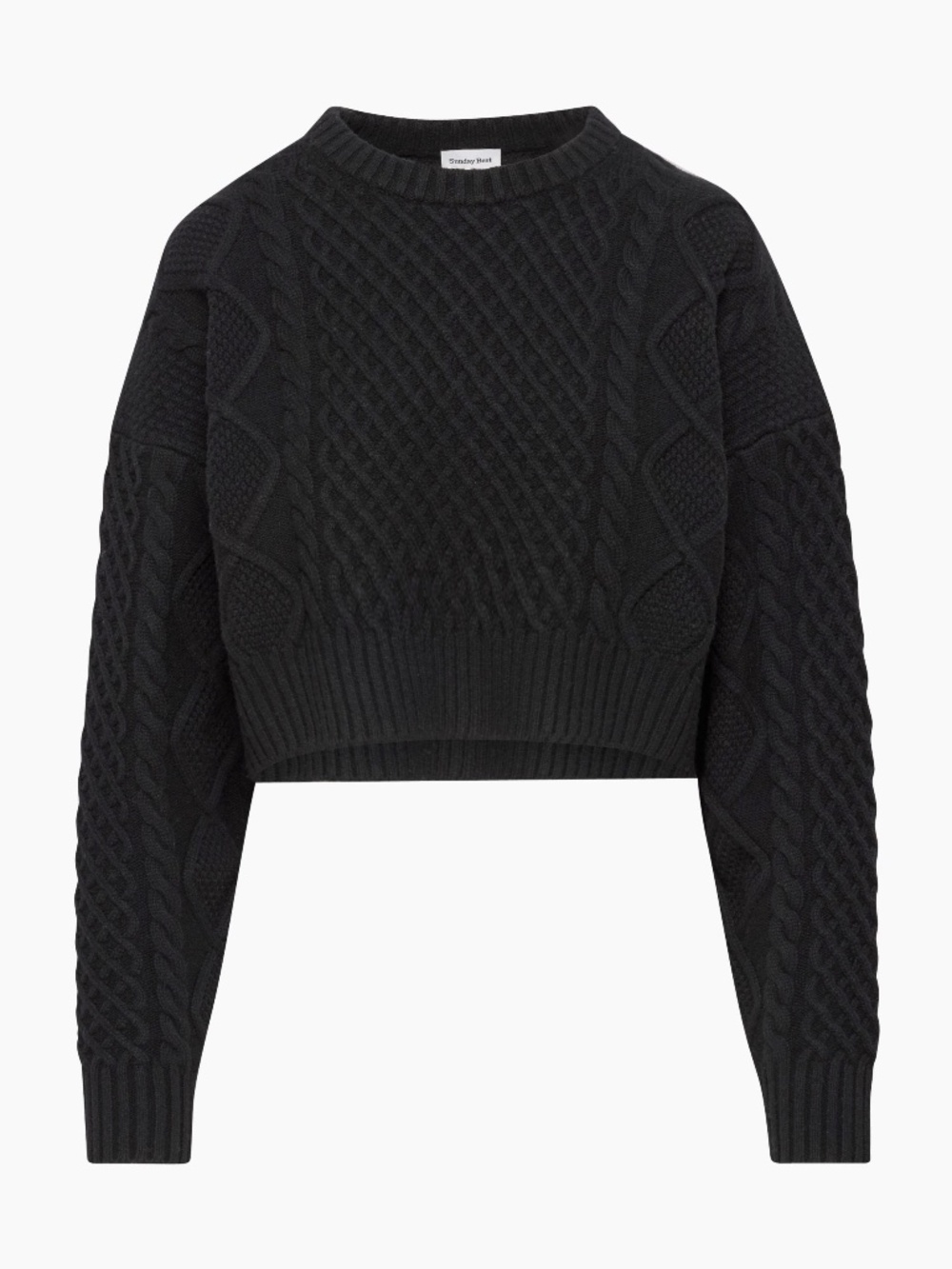 Sunday Best Black Peggy Cropped Cable knit Sweater Black Small